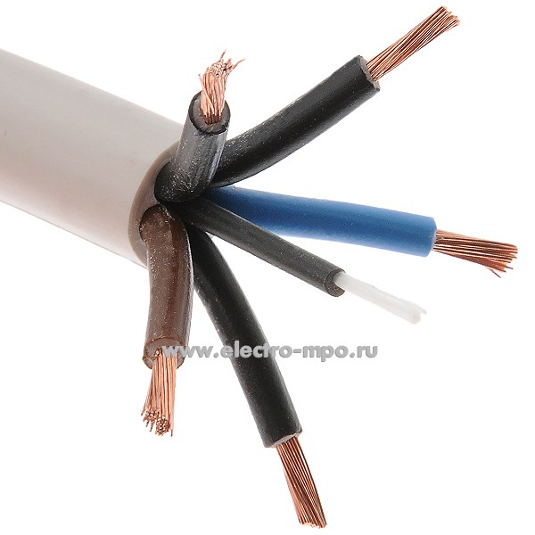 П2442. Провод ПВСн 5х2,5 кв.мм белый ГОСТ Dн=12,0 мм, Р=0,230 кг/м  (Электрокабель Кольчугино)