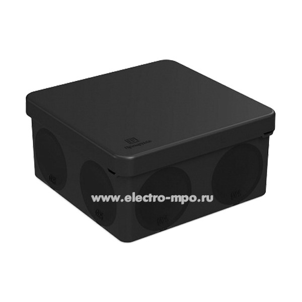 К0730. Коробка 60-0300-9005 распаечная пластиковая с мембранами 100х100х50мм IP66 черная HF (Промрукав)