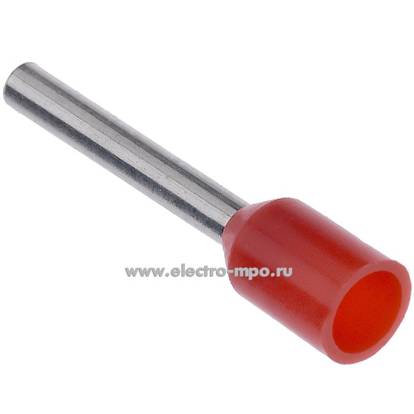 Г2524. Наконечник НШВИ E1510 1,5-10 медный 1,5мм2 втулочный изолированный красный на 1 провод, ПВХ (Электр