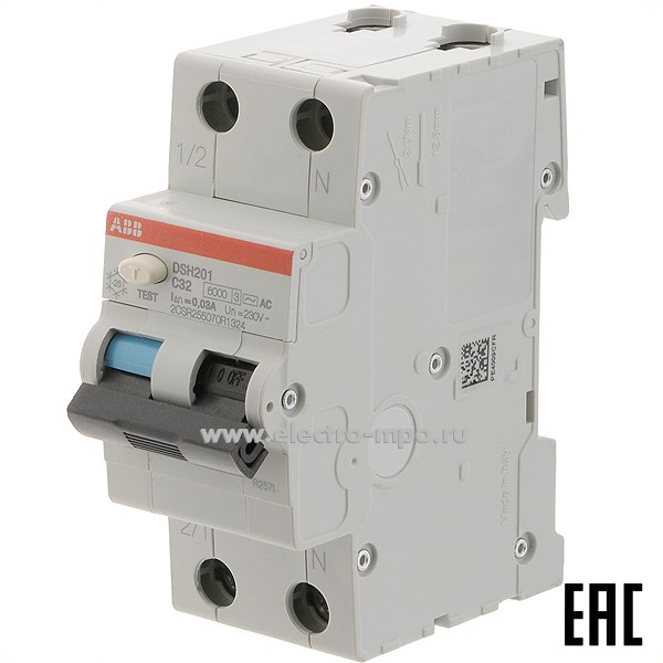 А1989. Дифф. автомат DSH201 (тип АС) 32А-30мА 230В 1P+N 6кА 2CSR255070R1324 C32 30мA (АВВ)