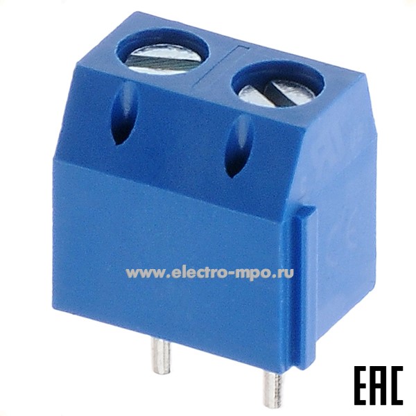 Б8501. Блок клеммный DG301-5.0-02P-12 винтовой 2 контакта прямой 1,5 кв.мм 17,5А синий (Degson)