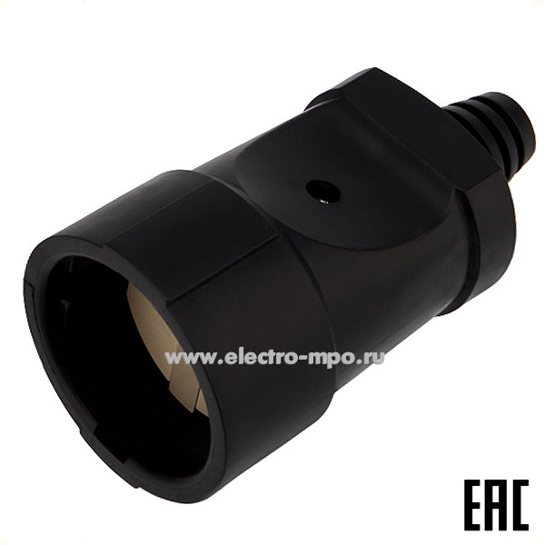 Р38. Розетка 11-8540 разборная без з/к 10А черная (Rexant)