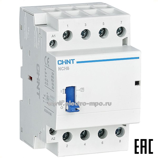 К5718. Контактор модульный 257481  NCH8-М-25/22  25А 2з+2р  230В с ручн. управлением на Din-рейку (CHINT)