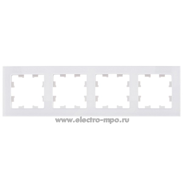 Ю3964. Рамка-4 AtlasDesign Nature ATN360104 натуральное стекло белая (Systeme Electric)