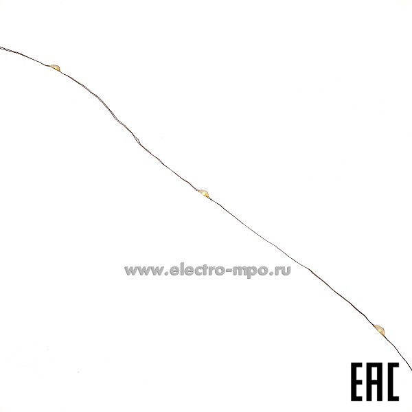 С5006. Гирлянда светодиодная Б0047960 "Нить" ENIN-5NW 3хАА 5м 50LED тёплый свет IP20 (ЭРА)