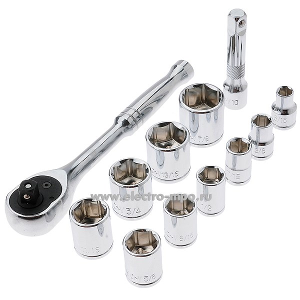 И3029. Набор 15391 головки, ключ-"трещетка" 3/8" 12 предметов (Tolsen, Китай)