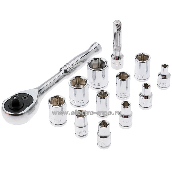 И3028. Набор 15390 головки, ключ-"трещетка" 1/4" 13 предметов (Tolsen, Китай)