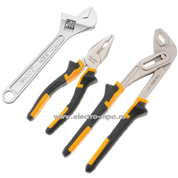 И3026. Набор 10403 плоскогубцы, ключ сантехнический разводной, ключ-"кобра" (Tolsen, Китай)