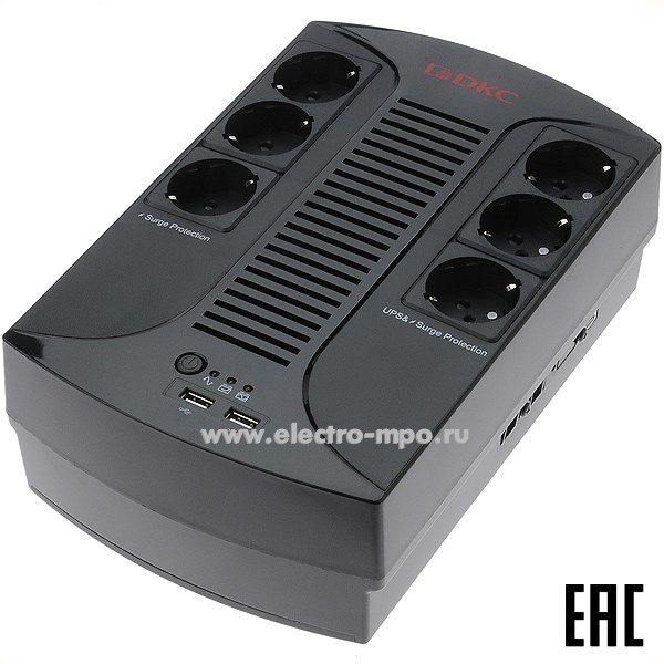 Н5860. ИБП INFOPDU800 серии Info PDU 800ВА/480Вт 6 розеток "евро", 2хUSB, RJ11 (ДКС)