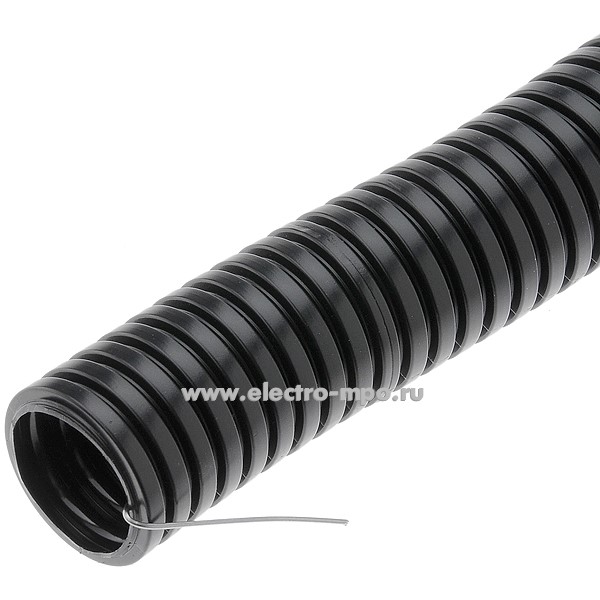 Т0506. Труба PA612329F2 гофрированная DN23 (Dвнут.22,6мм Dвнеш.28,5мм) ПА 6, черная c зондом (ДКС)