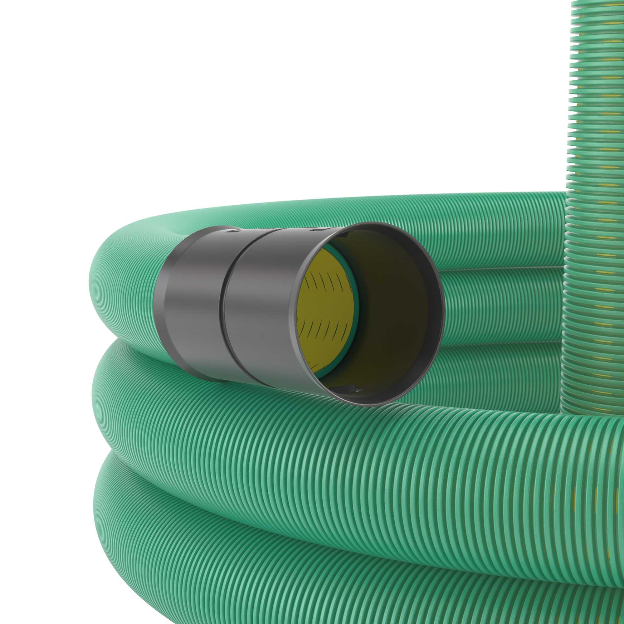 Т19. Двустенная 140920 труба ПНД гибкая дренажная д.200мм, SN6, перфорация 360град., в бухте 35м,  (ДКС)