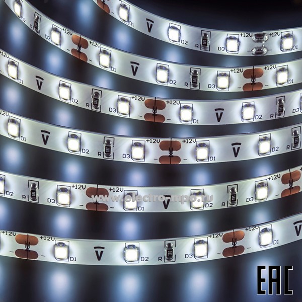 С2122. Лента светодиодная 71702 NLS-3528CW60-PRO 5м 12В пост.тока 24Вт 300Led дневной IP65 (Navigator)