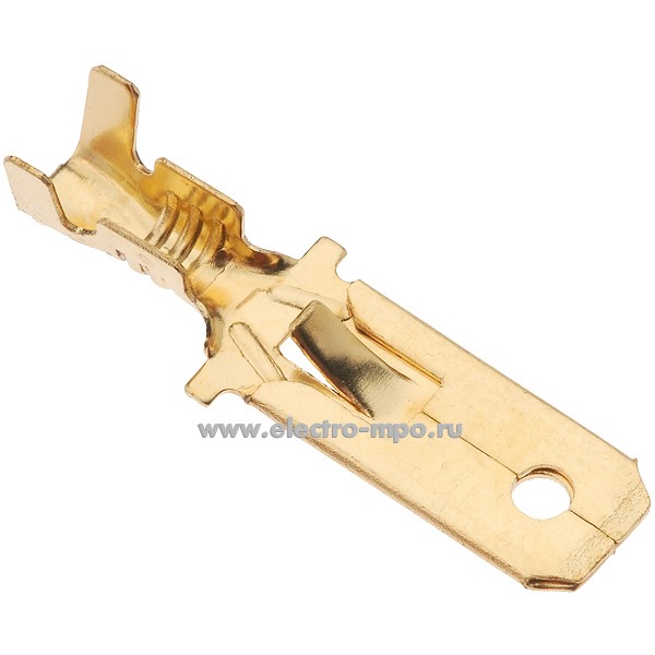 Г3830. Разъем РП-П DJ611-6.3А плоский латунный 1,0-1,5мм2 неизолированный "папа" (Электромонтаж)