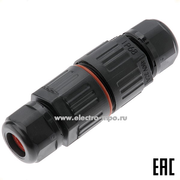 Р9872. Соединитель CDF-2003-3P кабельный 3pin, 0,5-2,5мм2 (quick connector) пластик IP68 черный (Электромо