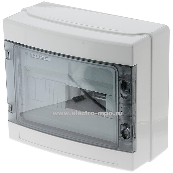 Е0722. Бокс HA 12WAYS навесной на 12 модулей прозрачная дверь IP65 без клеммника (Электромонтаж)