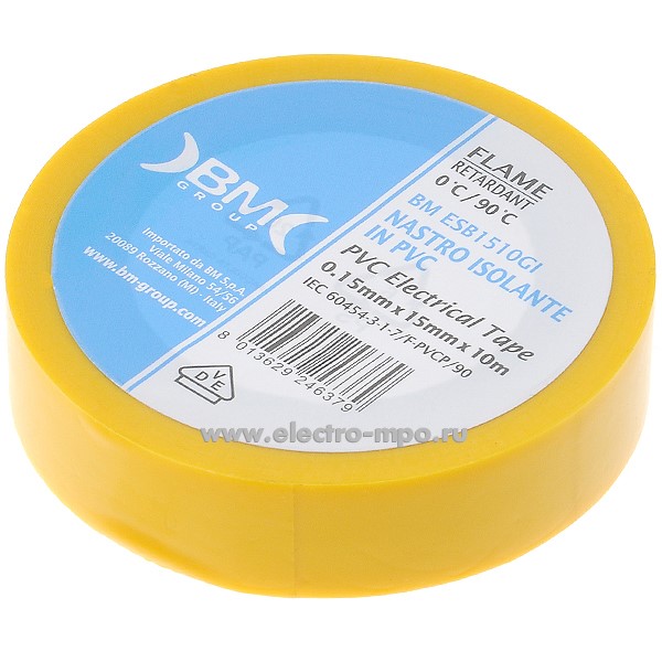 60947. М0947 Лента  ESB1510GI 15ммХ10м изоляционная желтая ПВХ (ВМ)