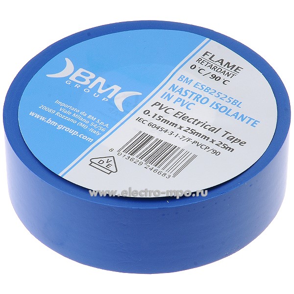 60952. М0952 Лента  ESB2525BL 25ммХ25м изоляционная синяя ПВХ (ВМ)