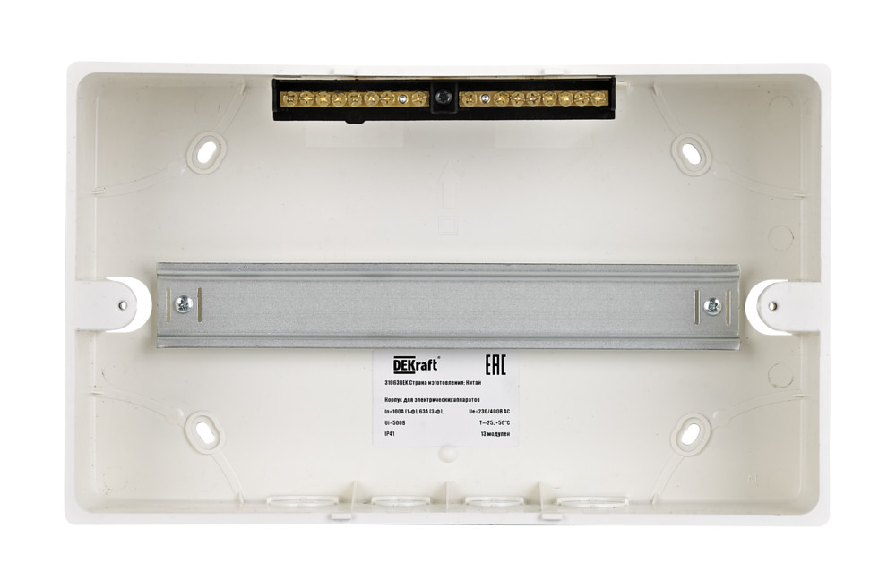 Е40. Корпус 31063DEK пласт. навесной прозр. дв. 1 ряд 13 мод. IP41 ЩРН-П (DEKraft)