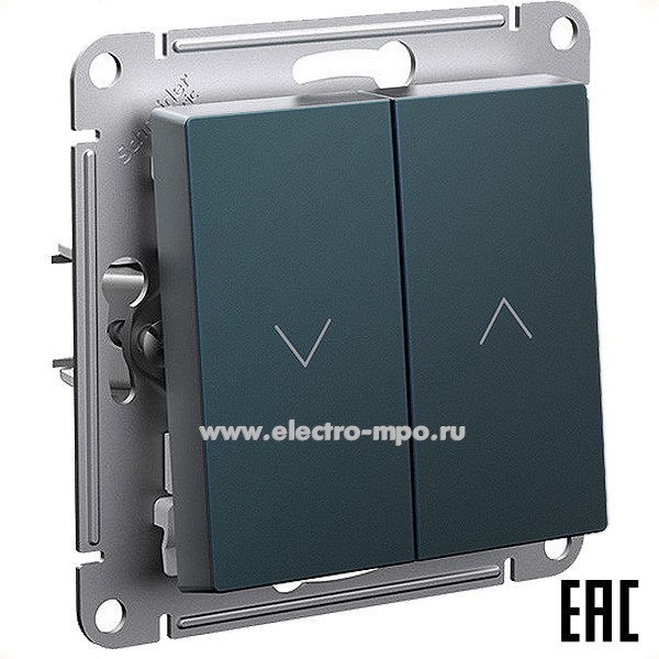 Ю51. Механизм AtlasDesign ATN000819 выключателя 2кл. жалюзи с/п изумруд (Systeme Electric)