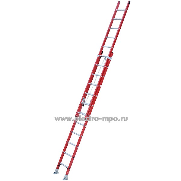 В6051. Лестница JD-FRP212 проф. стеклопласт. профиль 2 секции с канатной тягой (Китай)