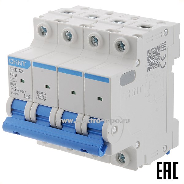 К9583. Автоматический выключатель NXB-63  814248 /4P/ C16A  6,0 кА (CHINT)
