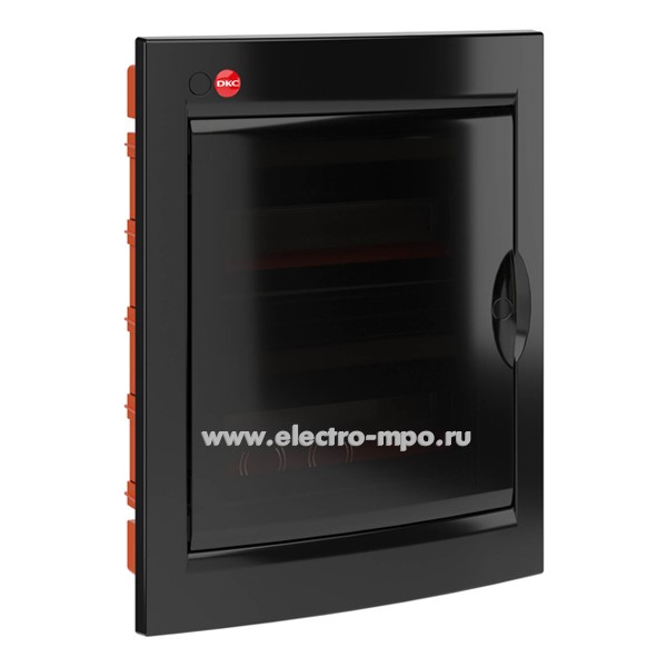 Е1077. Бокс RB24B4TBDL RAM base встраиваемый черный 24 модуля прозрачная дверь IP41 с клеммником 63А и