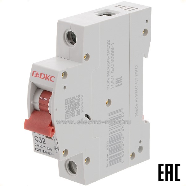 А1707. Автоматический выключатель YON max MD63N-1PC32 32А/1п/ 6кА на Din-рейку (ДКС)