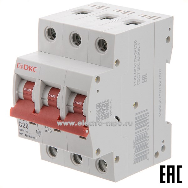 А1726. Автоматический выключатель YON max MD63N-3PC16 16А/3п/ 6кА на Din-рейку (ДКС)