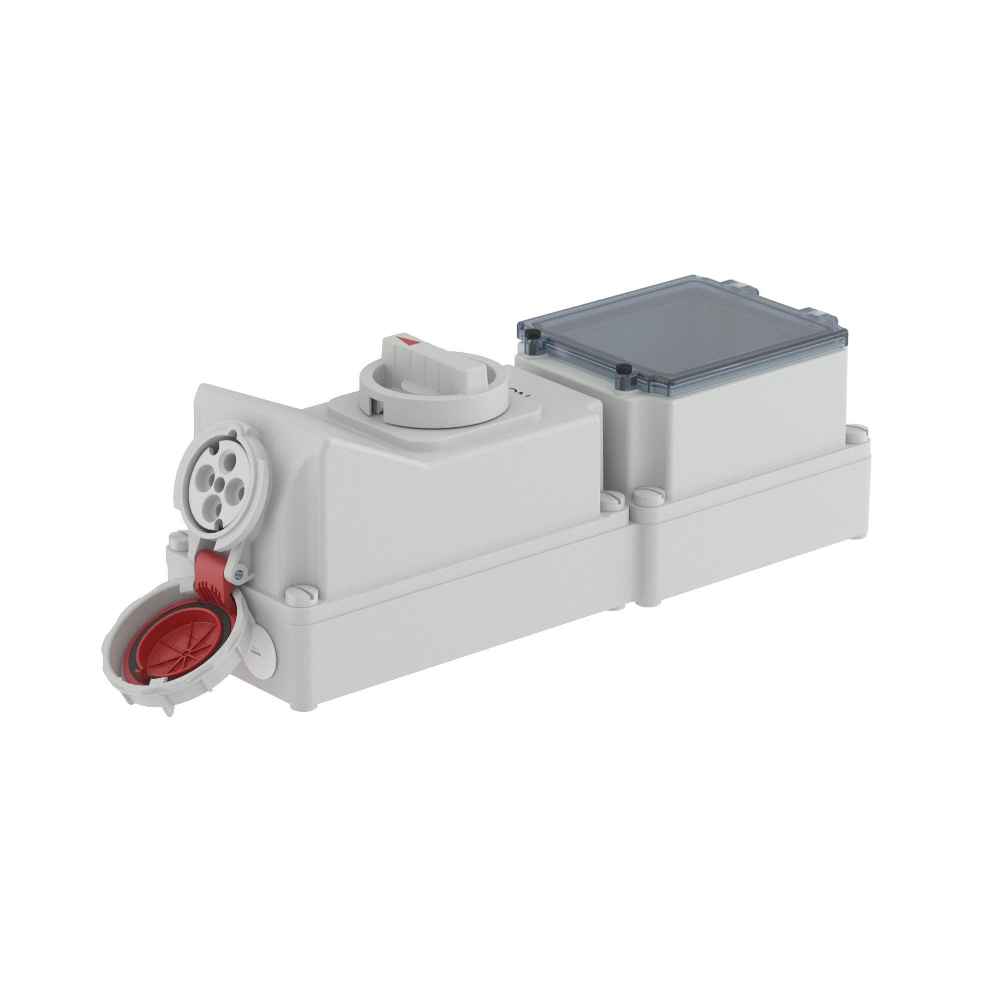 Р57. Розетка DIS5681686 настенная 3Р+Е с механической блокир и DIN-рейкой на 6 модулей WSD IP67  (ДКС)