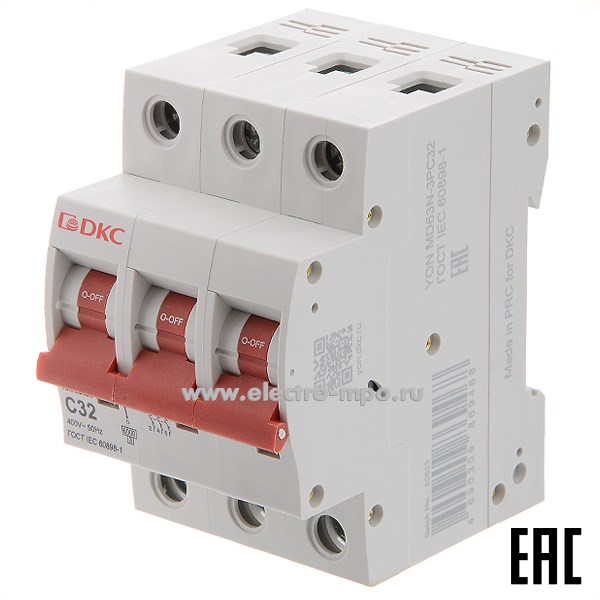 А1729. Автоматический выключатель YON max MD63N-3PC32 32А/3п/ 6кА на Din-рейку (ДКС)