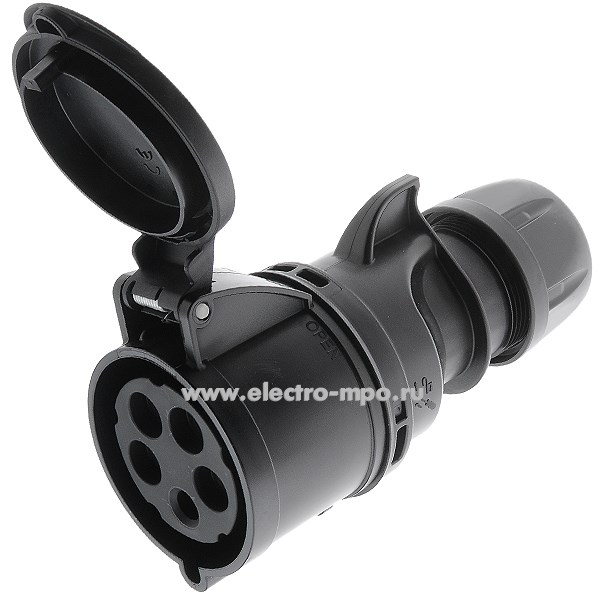 Р5796. Розетка 225-6х "Midnight" кабельная 3Р+N+Е 32А 415В IP44 черная (PCE Австрия)