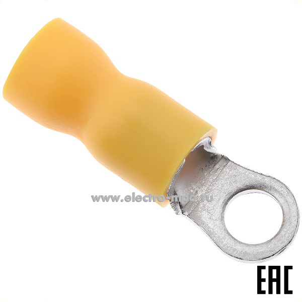 Г8508. Наконечник 47480 НКИ 6,0-4 медный 6мм2 кольцевой изолированный желтый, ПВХ (КВТ)