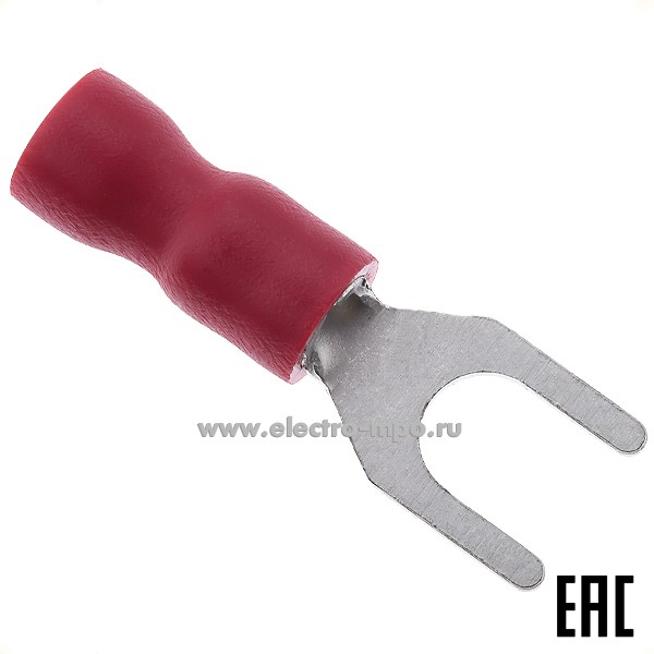 Г8536. Наконечник 47484 НВИ 1,5-4 медный 1,5мм2 вилочный изолированный красный, ПВХ (КВТ)