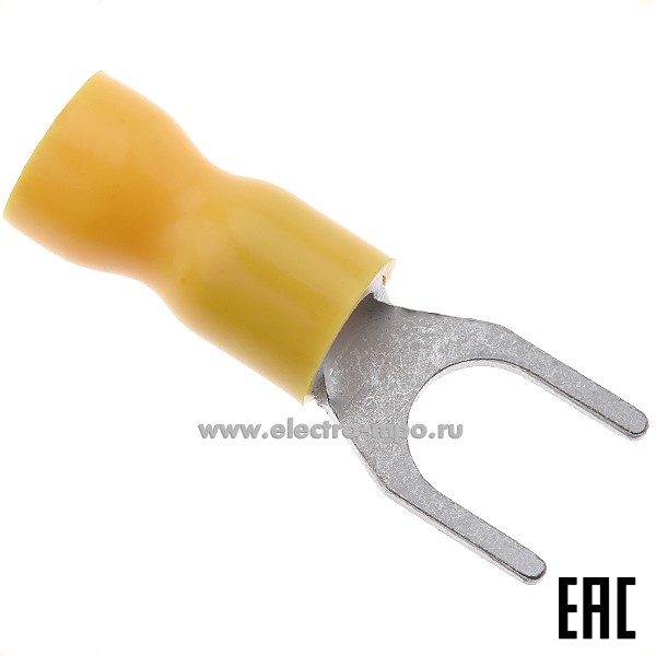 Г8543. Наконечник 47491 НВИ 6,0-6 медный 6мм2 вилочный изолированный желтый, ПВХ (КВТ)
