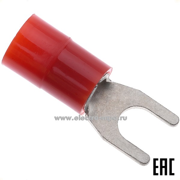 Г8588. Наконечник 61780 НВИ(н) 10-6 медный 10мм2 вилочный изолированный красный, нейлон (КВТ)