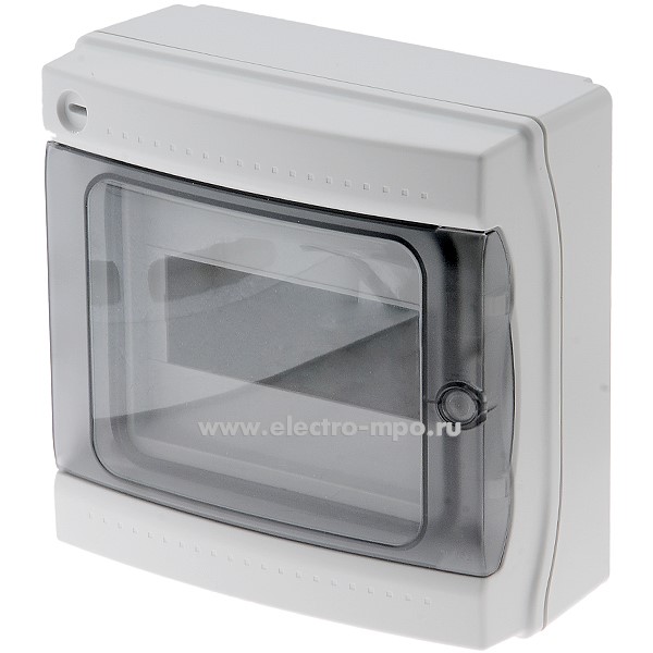 Е1065. Бокс RB08W6TGD RAM base навесной 8 модулей прозрачная дверь IP65 с клеммником 63А (ДКС)