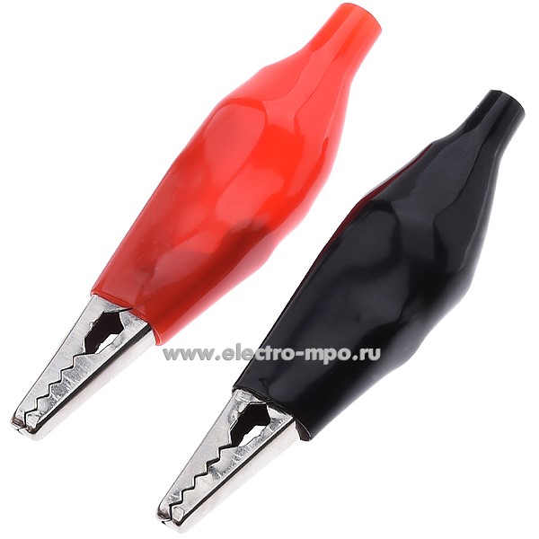 Г7872. Комплект зажимов 16-0003 "крокодил" 56мм 5А (1 шт красный + 1 шт чёрный) (Rexant)