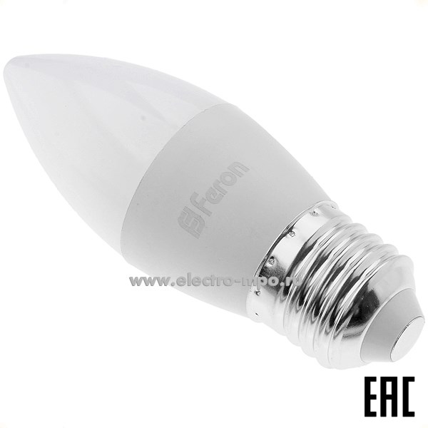 Л0322. Лампа 7Вт 25758 LB-97 C37 7W Е27 560Лм 2700К светодиодная "свеча" т/б свет (Feron)