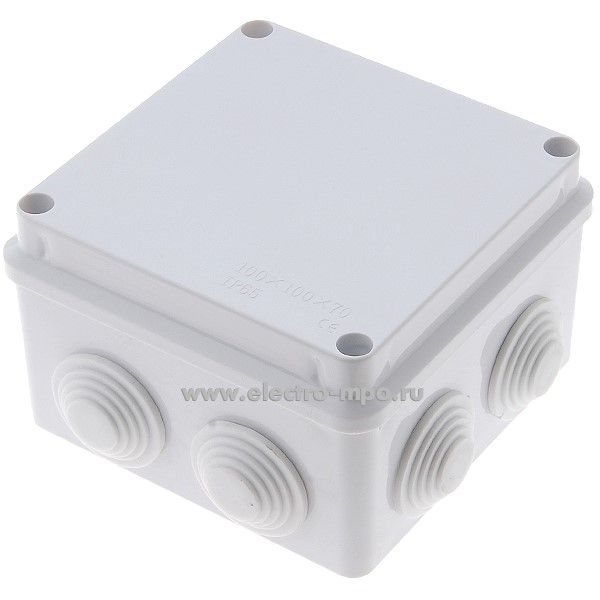 К1615. Коробка Q3 100х100х70 распаечная с сальниками 100х100х70мм IP65 серая (Электромонтаж)