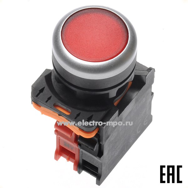 А5119. Выключатель кнопочный PB0-AW34B5 красный 1р без фиксации, с подсветкой 24В AC/DC IP65 (Plastim)