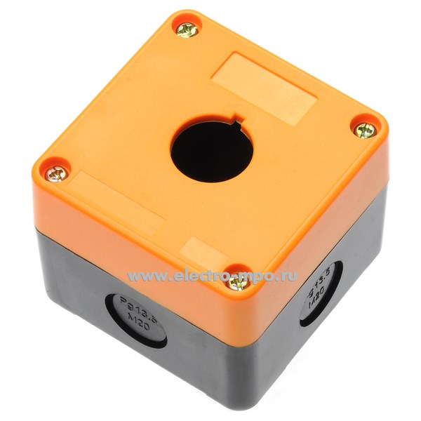 А5163. Корпус кнопочного поста PB-BK01Y 1 пост пластмассовый черно-желтый без кнопок IP65 (Plastim)