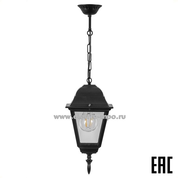 С8623. Светильник 11022 PL4105 220В Е27 подвесной цепочка 0,5м 4-х гр. "Классика" черный IP44 (Feron)