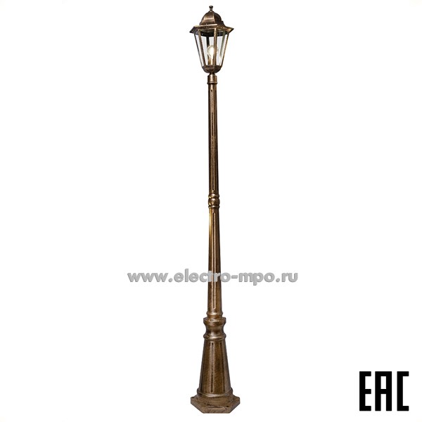 С8631. Светильник 11206 PL6211 220В Е27 столб h-2,0м 6-ти гр. "Классика" черн. золото IP44 (Feron)
