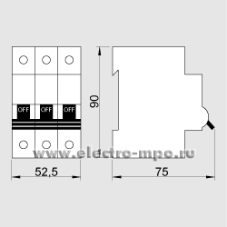 К6199. Автоматический выключатель S263 C6А/3п/ 6,0 кА на Din-рейку STOS263 C6 (АВВ)