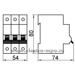 А1601. Автоматический выключатель ВА47-29-3C8 8А/3п/ 4,5кА на Din-рейку 318299 (КЭАЗ)