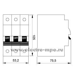 А1657. Автоматический выключатель OptiDin ВМ-63-3C1 1А/3п/ 6кА на Din-рейку 260792 (КЭАЗ)