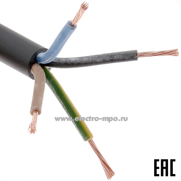 П3554. Провод ПВСнг(А)-LS 4х0,75 кв.мм черный ГОСТ малодымный (Калужский кабельный завод)