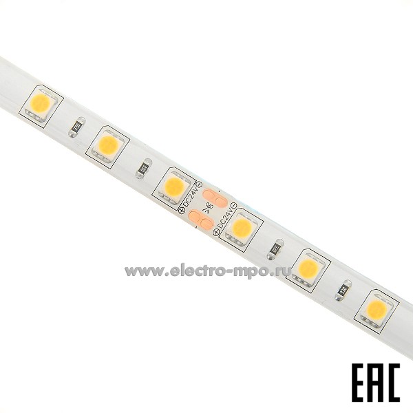 С1109. Лента светодиодная P5DW14ESB 5м 24В пост. тока 72Вт 300 Led тёплый белый IP65 (Ecola)