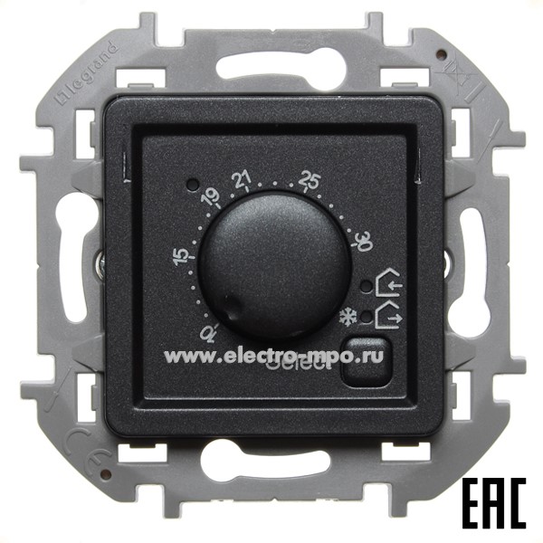 Ю5854. Механизм Inspiria 673813 регулятора теплого пола 7-50град. С с/п антрацит (Legrand/Daccord)