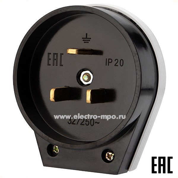 Р55. Вилка 11-8930 ВШ для электрической плиты 32А 250В 2Р+РЕ (ОУ) черная (Rexant)